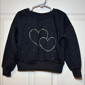 Sweet Butterfly Toddler Girls Black Crewneck Sweatshirt Rhinestone Heart Size 5T